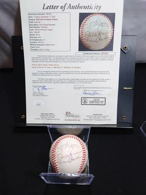 Warren Spahn Whitey Herzog Signed Baseball 12 Signatures JSA Authenticated  - Image 1 of 4