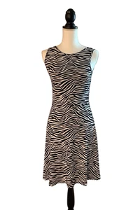Michael Kors Zebra Print Back Cut Out Fit And Flare Dress Size P - Picture 1 of 11