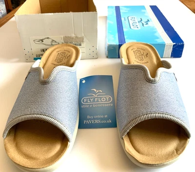 FLYFLOT Azul Brillante Mules Talla 5 Plantilla de Cuero Cuña Baja Súper Cómoda Anatómica Foto 1 de 4