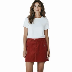 Banana Republic Women's Corduroy Mini Skirt 4 Red Orange 100% Cotton Y2K Retro - Picture 1 of 8