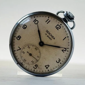 SEKONDA Reloj de Bolsillo para Hombre Enrollado a Mano Vintage Esfera Blanca ... - Imagen 1 de 11