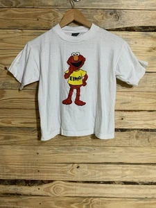 Vintage Elmo Youth T Shirt 90s Sesame Street White Tee Kids Size L Sun Wear - Picture 1 of 8