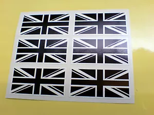 Union Jack Stickers Black & White Flags - Set of 6 - UK GB England 50mm x 25mm - Picture 1 of 1