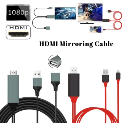For Apple iPhone iPod Android 1080P HDMI Mirroring Cable Phone to HDTV Adapter - Image 1 of 4