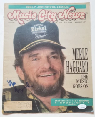 Merle Haggard REAL hand SIGNED 1987 Music City News Magazine JSA Autographed - Image 1 of 4