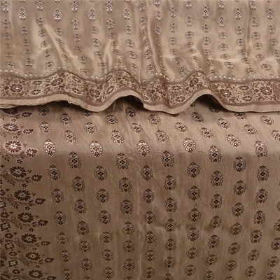 Sanskriti Vintage Pink Indian Sarees Pure Satin Silk Banarasi Woven Sari Fabric Foto 1 de 4