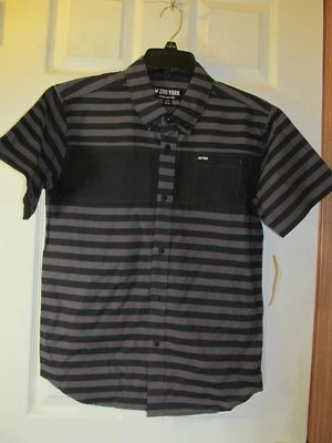 CAMISA SLV CORTA ABOTONADA ZOO YORK NUEVA CON ETIQUETAS Negra y Gris Rayas Varias Tallas Foto 1 de 3