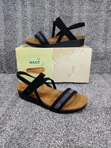 NAOT Chloe US 9 / EU 40 Met Black Sling Back Strap Open Toe Sandals Womens Cork  - Picture 1 of 17