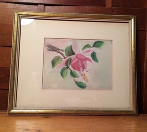 Vintage gerahmt mattiert Blumen Blume Kunst Wand Wohndeko Badezimmer 11"x9" - Bild 1 von 6