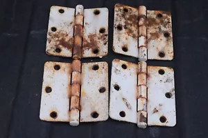 Hinges door antique vintage rustic 3 1/2" X 3 1/2" radius corners 1890"s - Picture 1 of 4