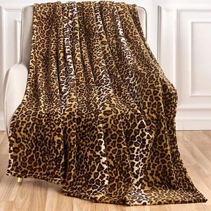 Leopard Print Blanket Fleece Throw for Bed Sofa Travel and Camping, Super Sof... - Picture 1 of 8