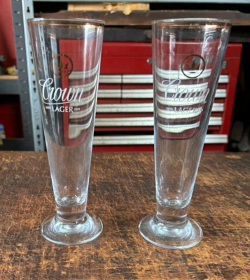 Vasos de cerveza Crown Lager.  Vasos de cerveza promocionales australianos 300 ml (2) Foto 1 de 4