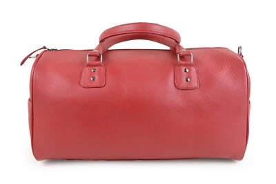 Unisex Genuine Red Leather Travel Bag Sports Gym Weekend Holdall Duffel Bag - Image 1 of 4
