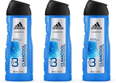 Adidas Climacool 3 Body Wash Shampoo Face  Men Perfumed Body Wash Gel 400ml 3PK - Image 1 of 4