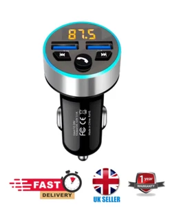 Car Wireless Bluetooth 5.0 FM Transmitter MP3 Player USB Car Charger Adapter UK - Picture 1 of 4