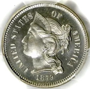 ๐ค๐๐ค๐โค๏ธโ๐ฅ๐ฅถPCGS PR67 1879 3 CENT NICKEL - Picture 1 of 3