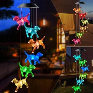 Solar Powered Dog Light Wind Chimes Lamp Color Changing Home Yard Decor C2W6 - Picture 1 of 9