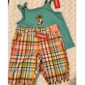 NWT Gymboree Jungle Gem Palm Tank Top & Plaid Frayed Bermuda Short LOT 6 - Picture 1 of 16