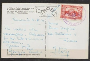 1966 PANAMA 21C ROTARY ON POSTCARD COVER BOAT THE QUEEN OF THE PACIFIC - Picture 1 of 2