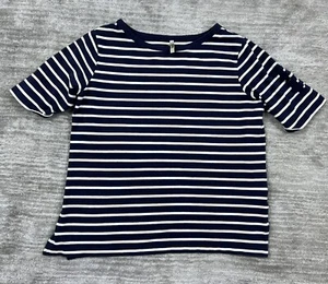 White Stag Shirt Womens Large Blue White Striped Short Sleeve - Picture 1 of 11