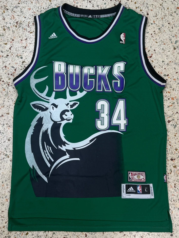 Adidas Hardwood Classics NBA Vtg Milwaukee Bucks #34 Ray Allen Jersey Size Large - Image 1 of 4