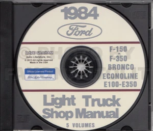 Ford Truck Shop 1984 juego manual de 5 libros en CD F150 F250 F350 servicio furgoneta Bronco - Imagen 1 de 2