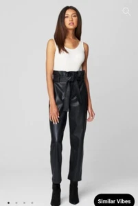 Pantalones BlankNYC de imitación de cuero negros talla 29 plisados con cinturón bolsa de papel bolsillos en la cintura  - Imagen 1 de 9