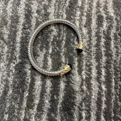 Brazalete Brazalete Cable Retorcido Plata Tono Dorado Acentos Joyería Regalo Para Ella Nuevo Foto 1 de 4