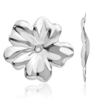 14K Solid White Gold Flower Earring Jackets - Image 1 of 4