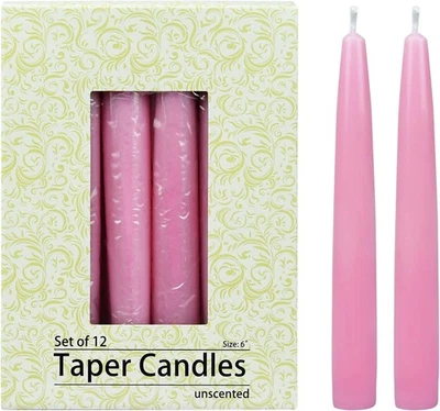 Velas cónicas Zest Candle de 12 piezas, 6 pulgadas, rosa 12 unidades (paquete de 1) 6",  Foto 1 de 4