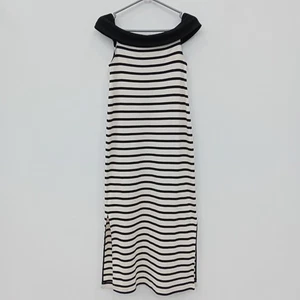Massimo Dutti Maxi Dress Size UK12 Women's Beige & Black Striped BNWT RMF-FPL17 - Picture 1 of 9