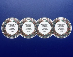 RALLIART TOMMI MAKINEN WREATH WINS RALLY BOOT STICKER X4 mitsu Evo 6 7 8 Circles - Picture 1 of 4