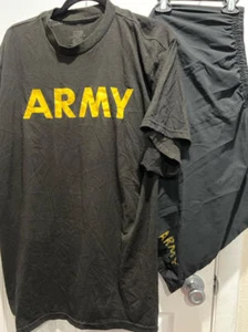 Lot of 2-X Large Mens APFU Short Sleeve Shirt  & short Army Black and Gold #59L - Picture 1 of 8
