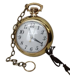 Vintage United Clock Pocket Watch Wall Clock Mid Century Model 370 Gold Tone USA - Picture 1 of 10