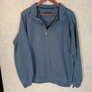 Orvis 1/4 Zip Pullover Sweatshirt Mens L Blue Gray Sweater NWOT - Picture 1 of 8