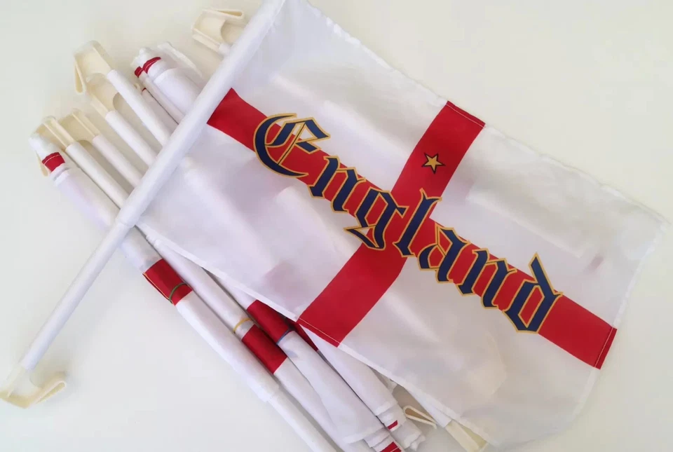 England Car Flags x 10 Extra Strong Stick UEFA Euro 2024 Flags Come on England - Image 1 of 1