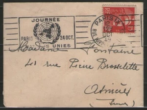 FRANCE:  PARIS IX (A09132) / Journée NATIONS UNIES... sur lettre de 1949 - Picture 1 of 1
