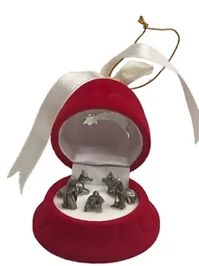 Miniature Nativity Metal Figures in Bell Gift Box Christmas Decoration - Picture 1 of 13
