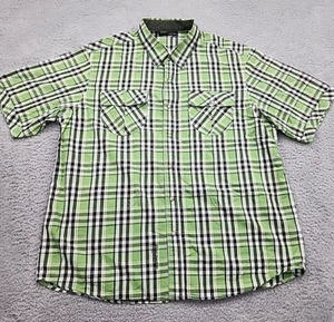 Rocawear Shirt Mens XXL Green White Button Up Short Sleeve Streetwear Casual - Picture 1 of 12