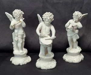 Angels Playing Musical Instruments Drum Flute Horn Set of 3 Vintage - Picture 1 of 18