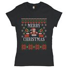 Ugly Sweater Theme Santa Claus T-Shirt Let it Snow Christmas Xmas Women's Tee