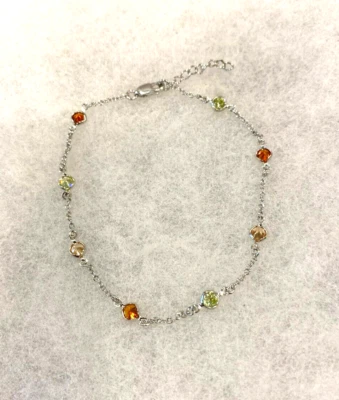 Cadena de ley de 1 mm con pulsera de tobillo de circonita cúbica de 8 1/2 a 9 1/2 pulgadas - 2,8 gramos Foto 1 de 4