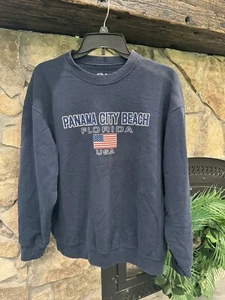 Panama City Beach Florida Shirt Adult Large Blue Long Sleeve Spring Break Flag - Picture 1 of 3