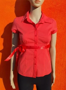 Damen Mädchen Bluse Hemd Sommer Gr. XS Wie Neu Rot Schleife Amisu ( 1314 ) - Bild 1 von 5