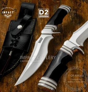 1-OF-A-KIND IMPACT CUTLERY CUSTOM D2 STEEL BOWIE KNIFE BULL HORN HANDLE - Picture 1 of 10