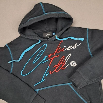 Sudadera con Capucha Cookies Para Hombre *Mediana Negra Grande Logo Bolsa Bolsillo Fichas Suéter Algodón Foto 1 de 4