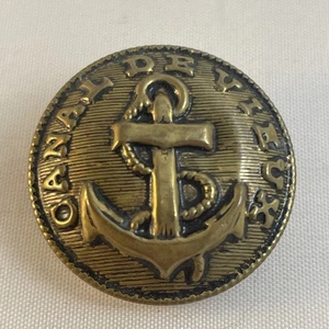2 Vintage Miltary Canal de Vieux Brass Buttons Anchor & Rope (14C/58) - Picture 1 of 2