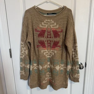 Suéter para mujer Lauren By Ralph Lauren grande tejido cuello redondo azteca occidental - Imagen 1 de 4