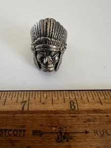 ANILLO CABEZA JEFE INDIO G&S 1985 VINTAGE TALLA 13 - Imagen 1 de 4