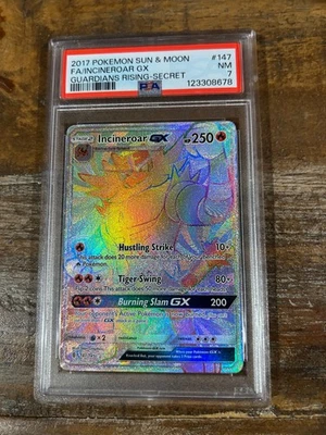POKEMON 2017 Guardians Rising SM Full Art INCINEROAR GX Secret RARE #147 PSA 7 - Image 1 of 2